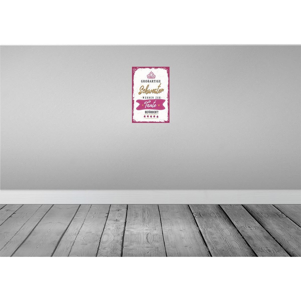 [LA-132262] Blechschild 30x20 cm Großartige Schwester werden Tante Spruch Zitat Bild 2