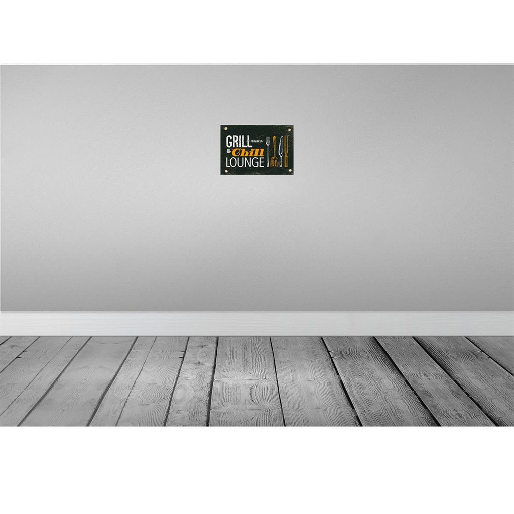 [LA-132275] Blechschild 20x30 cm Grill & Chill Lounge Grillen Bild 2