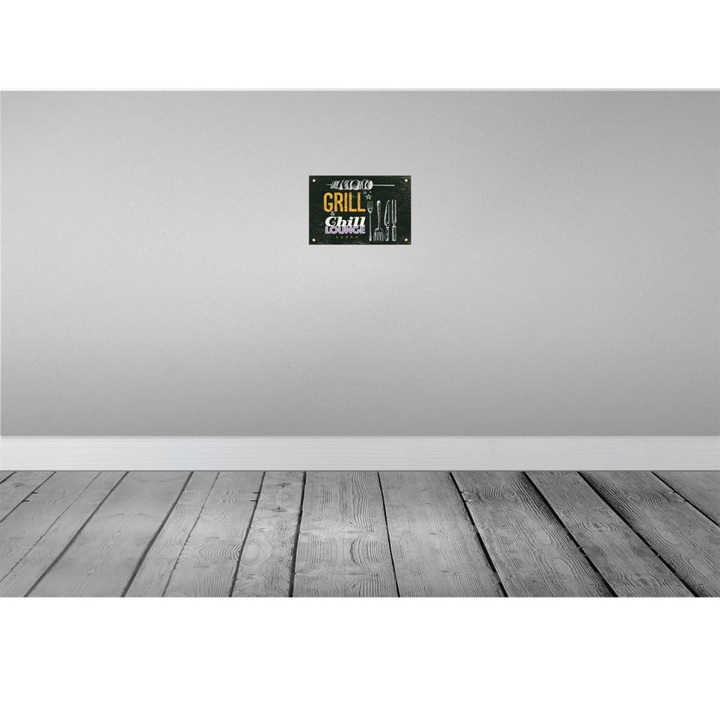 [LA-132276-H] Holzschild 20x30 cm Grill & Chill Fleisch Grillen Bild 2