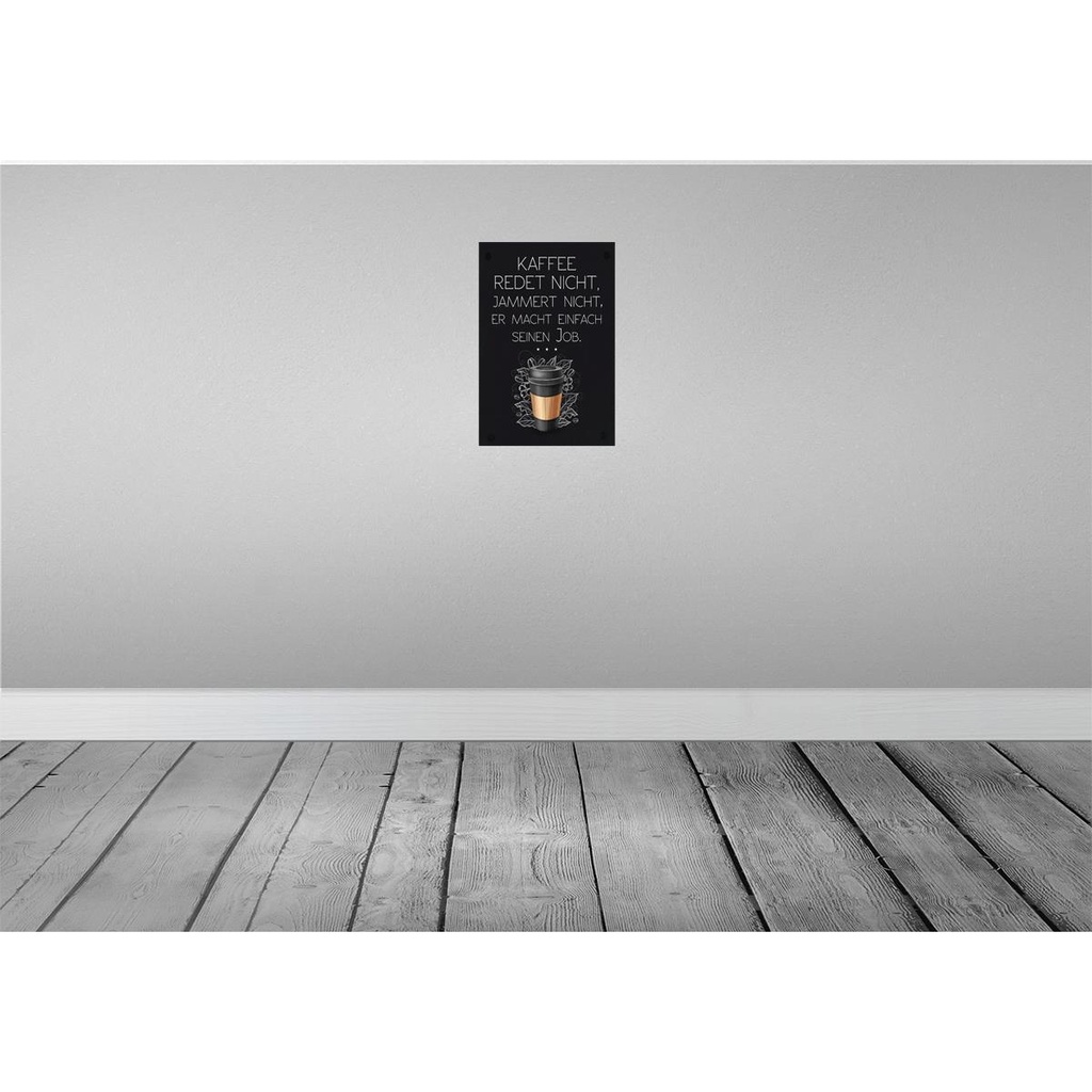 [LA-132284-H] Holzschild 30x20 cm Kaffee redet nicht macht seinen Job Bild 2