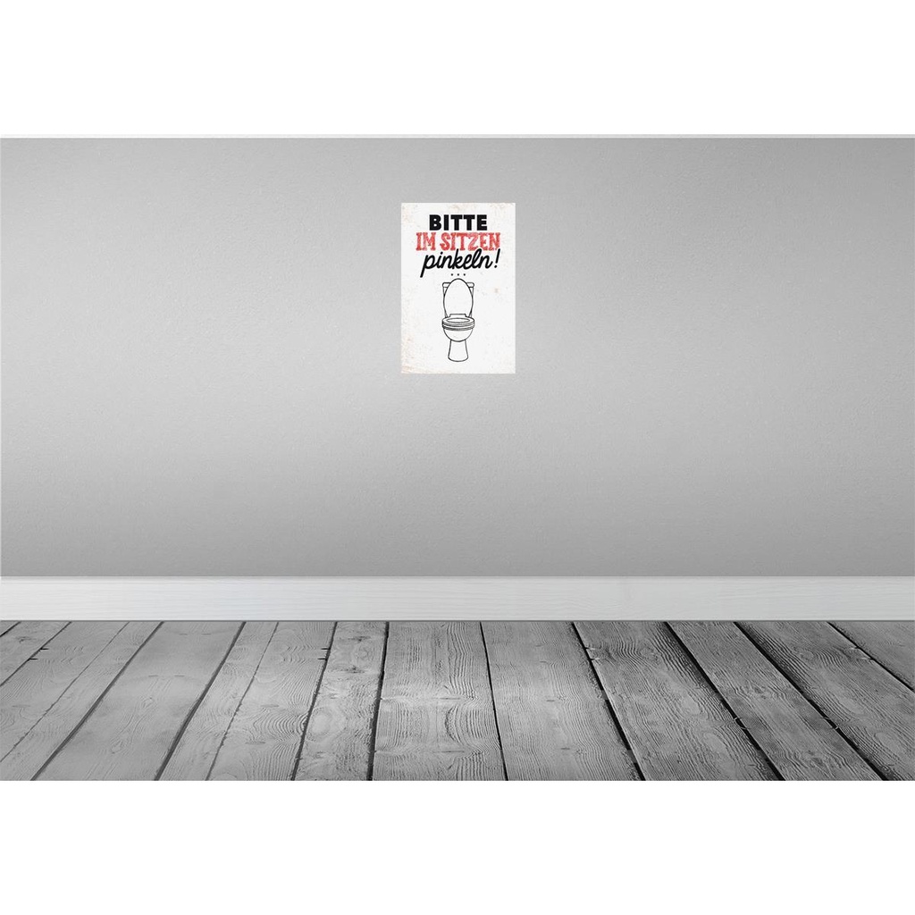 [LA-132288] Blechschild 30x20 cm lustig im sitzen pinkeln Witz Humor Spaß Bild 2