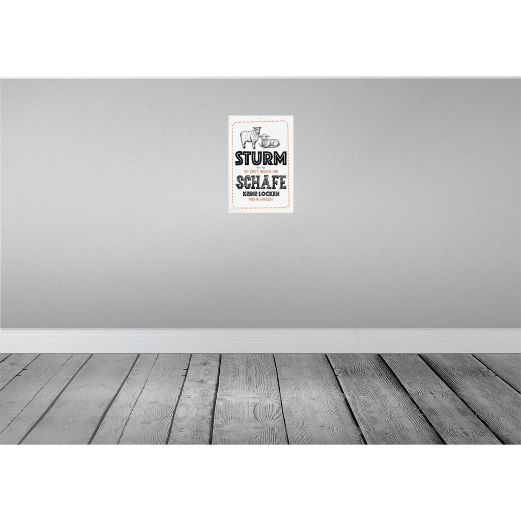[LA-132294-H] Holzschild 30x20 cm lustig Sturm wenn Schafe Locken Bild 2