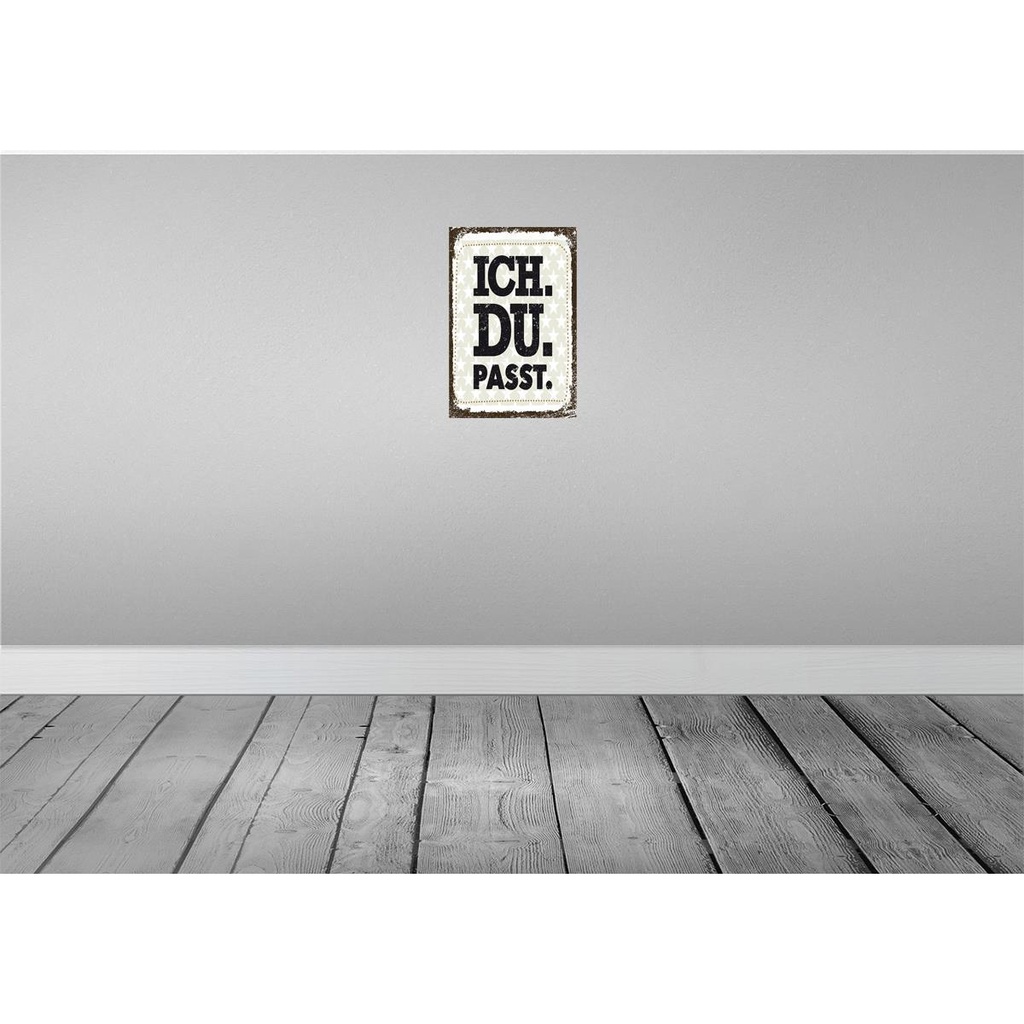 [LA-132305-H] Holzschild 30x20 cm Ich Du Passt Bild 2