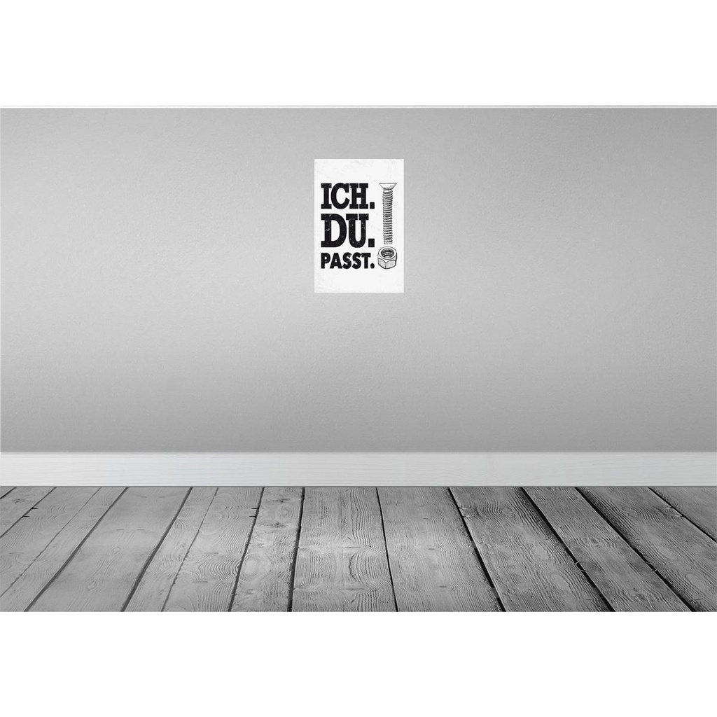 [LA-132307] Blechschild 30x20 cm Ich Du Passt Schraube Mutter Spruch Zitat Bild 2