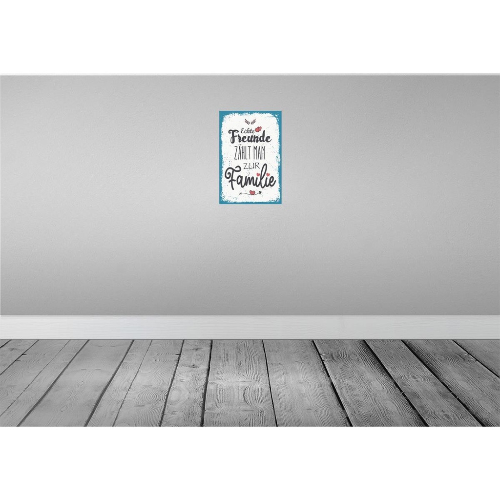 [LA-132330-H] Holzschild 30x20 cm Echte Freunde zählt man zur Familie Bild 2