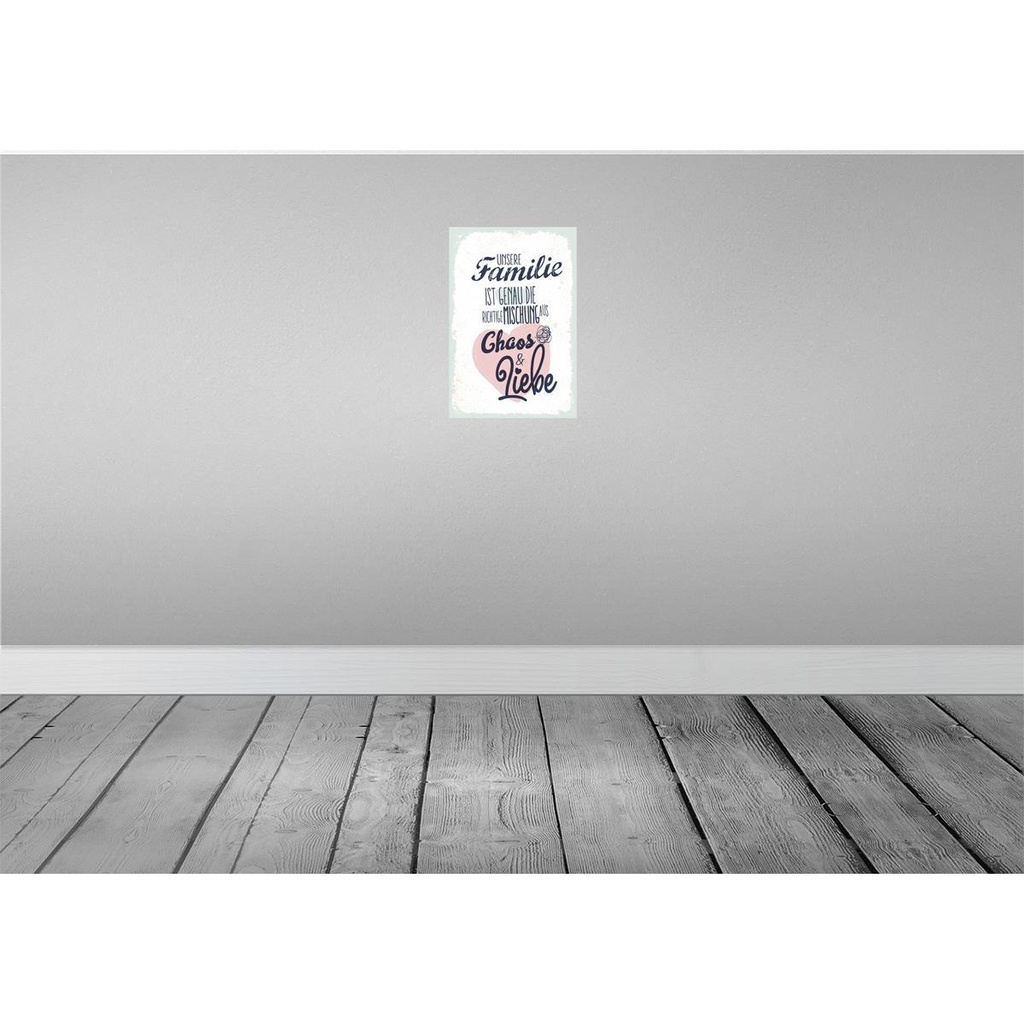 [LA-132336] Blechschild 30x20 cm Unsere Familie Chaos Liebe Herz Spruch Zitat Bild 2