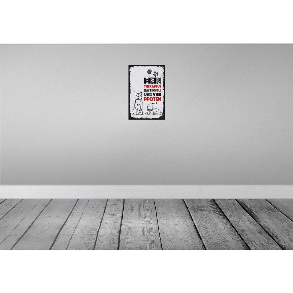 [LA-132343] Blechschild 30x20 cm Tiere Mein Therapeut 4 Pfoten Tier Haustier Bild 2