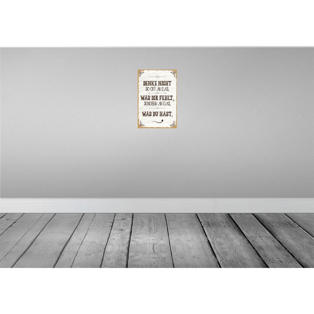 [LA-132346-H] Holzschild 30x20 cm denke nicht was fehlt sondern Bild 2