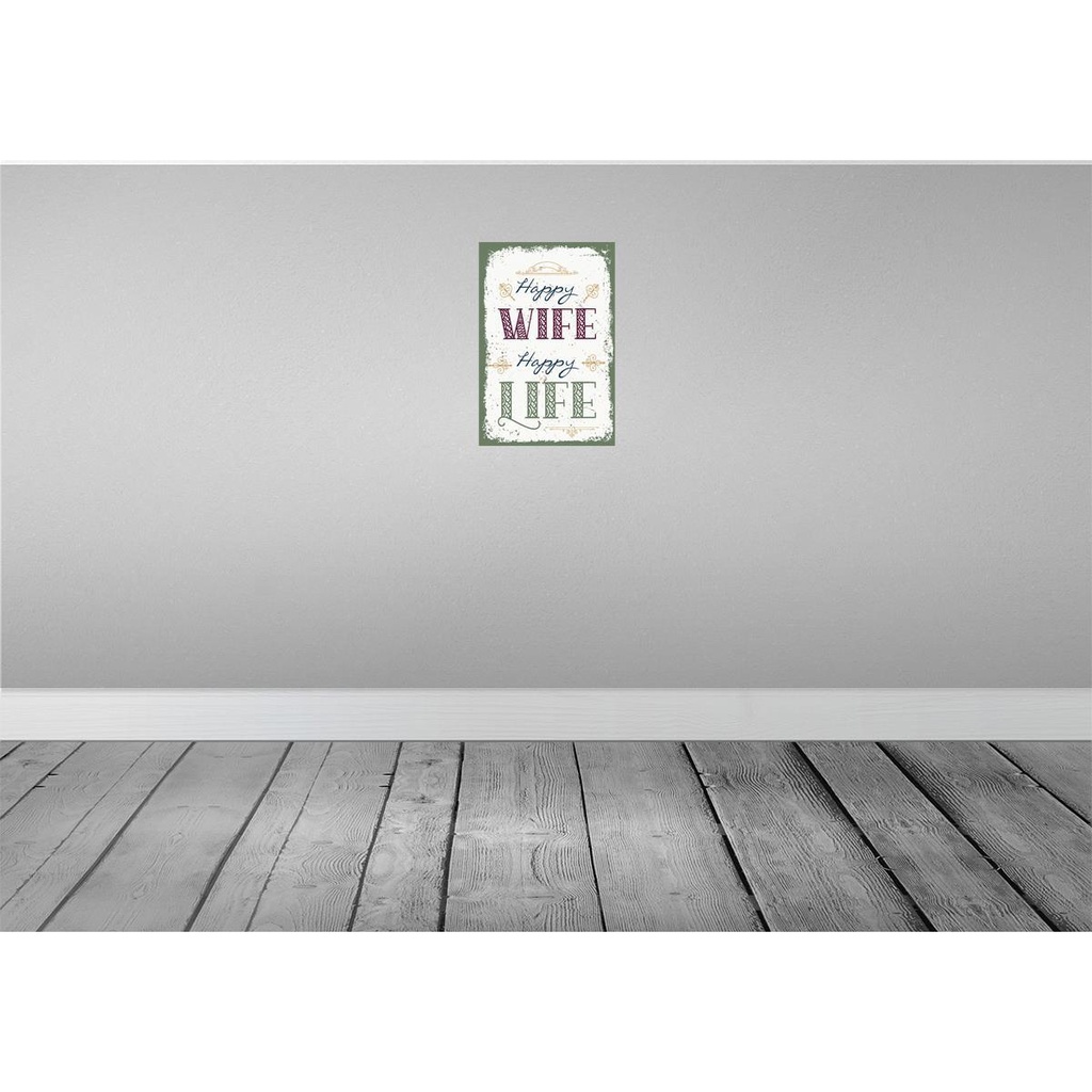 [LA-132353-H] Holzschild 30x20 cm Happy wife happy Life Bild 2