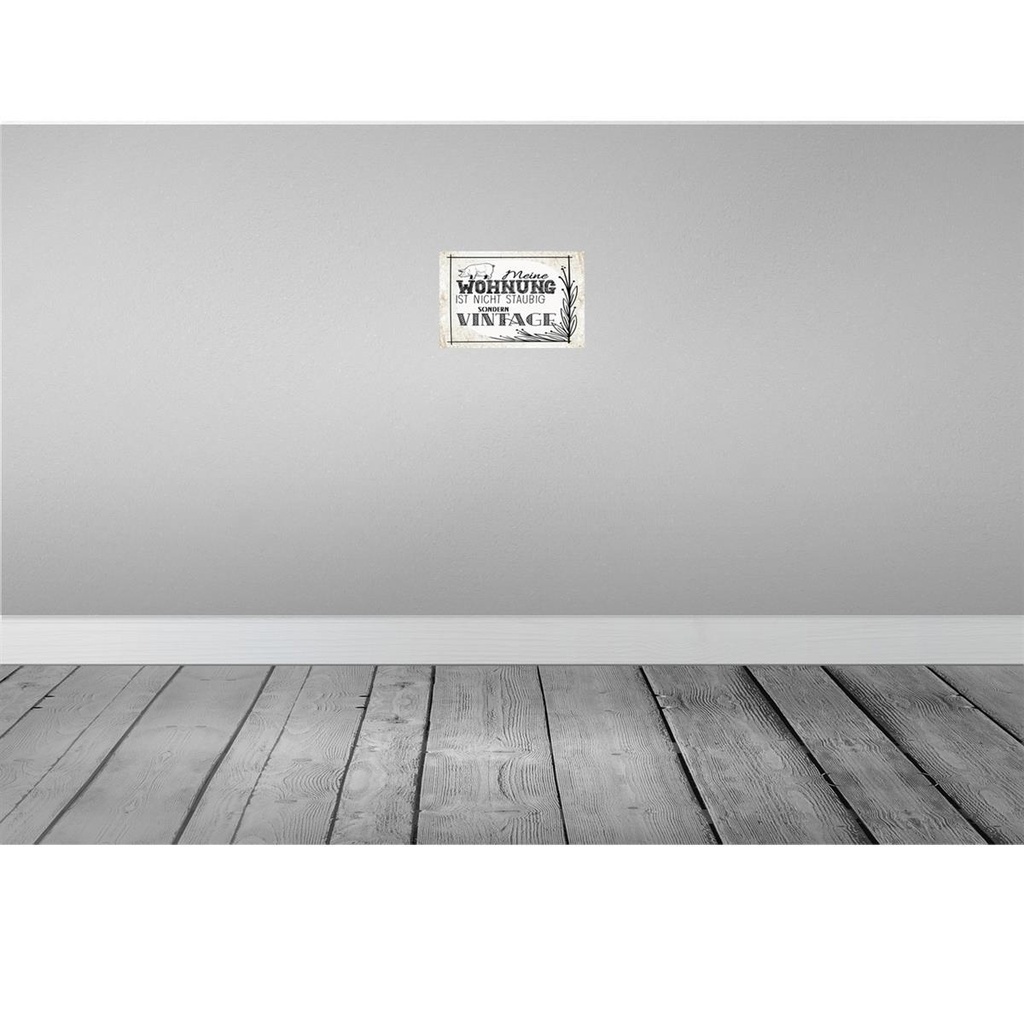 [LA-132360] Blechschild 20x30 cm Wohnung nicht staubig Vintage Spruch Zitat Bild 2