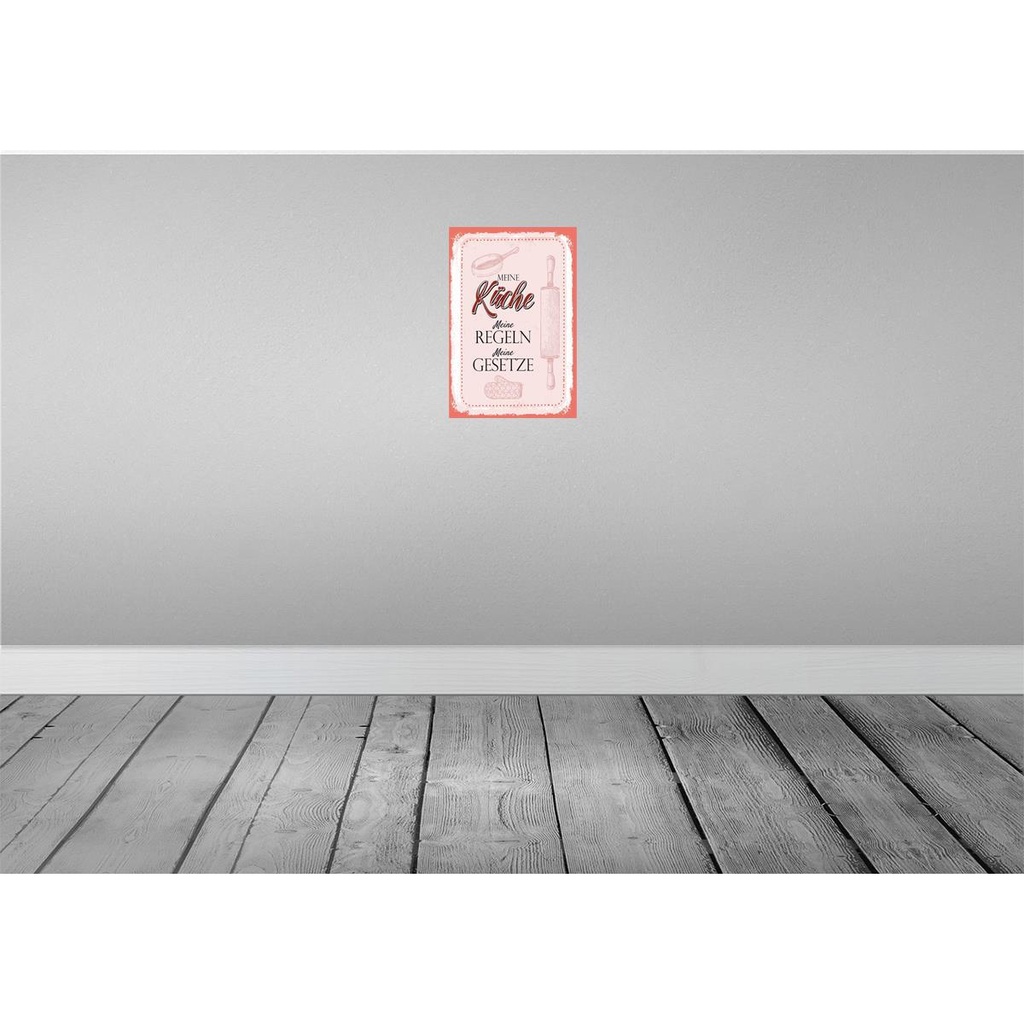 [LA-132416] Blechschild 30x20 cm Meine Küche Regeln Spruch Zitat Bild 2