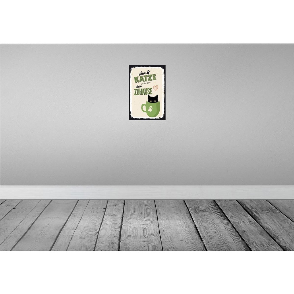 [LA-132424] Blechschild 30x20 cm ohne Katze ist Haus kein Zuhause Bild 2