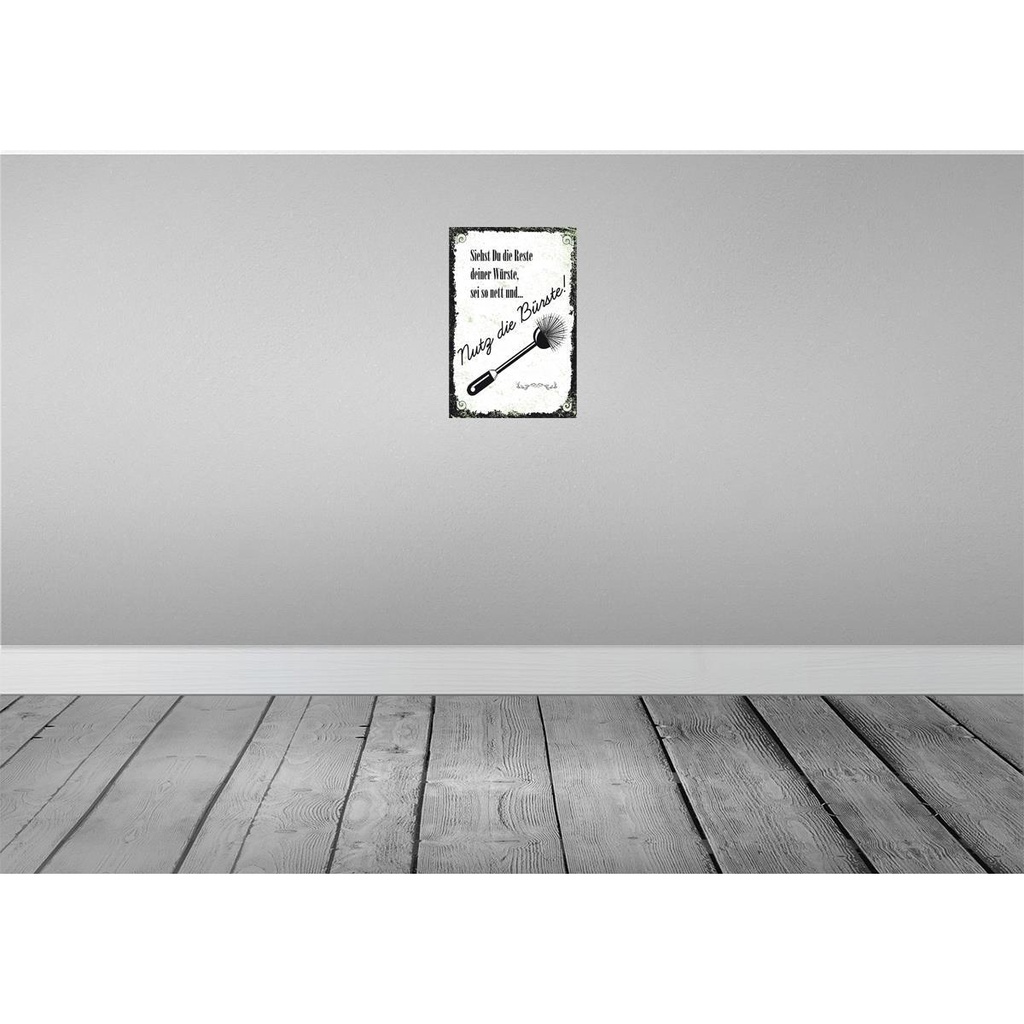 [LA-132449-H] Holzschild 30x20 cm lustig siehst du Reste nutz Bürste Bild 2
