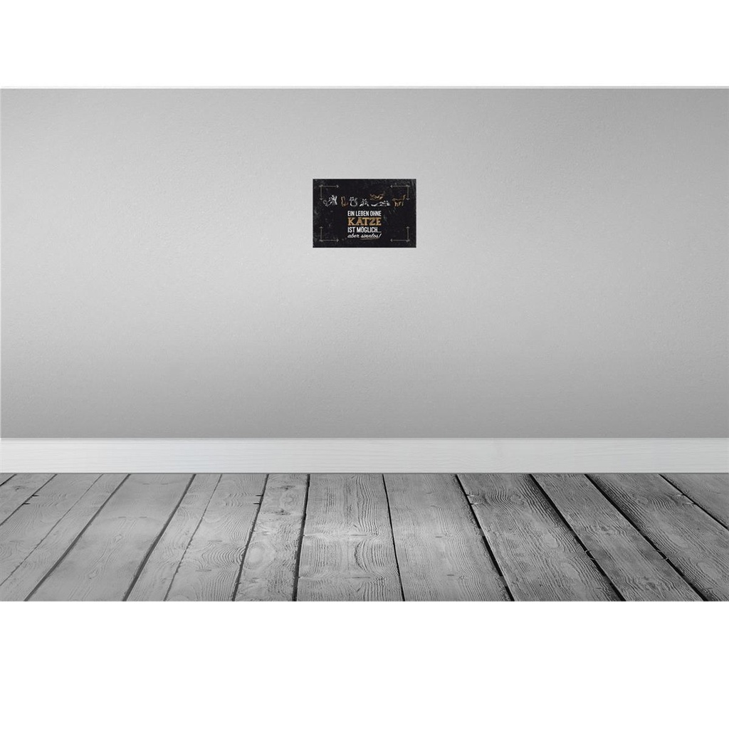[LA-132463] Blechschild 20x30 cm Katze Ein Leben ohne möglich Bild 2