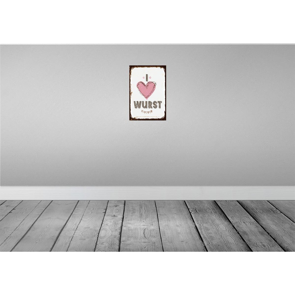 [LA-132466-H] Holzschild 30x20 cm Essen I love Wurst Herz Bild 2