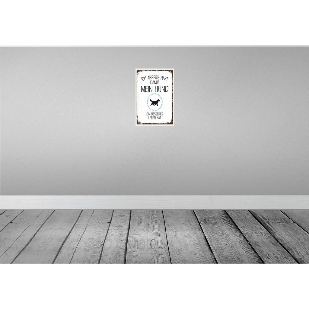 [LA-132480-H] Holzschild 30x20 cm Hund Ich arbeite hart damit mein Bild 2