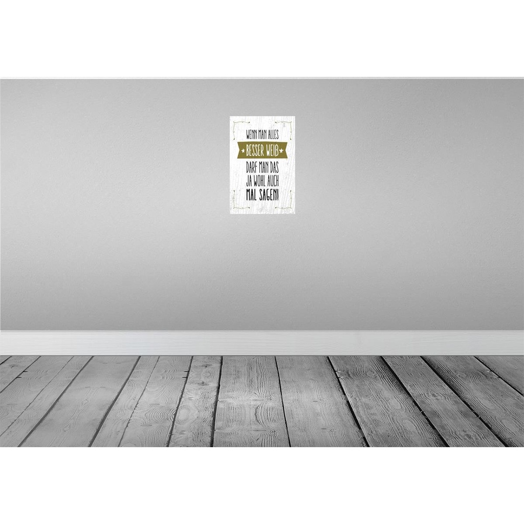 [LA-132484] Blechschild 30x20 cm Wenn man alles besser weiß sagen Spruch Zitat Bild 2