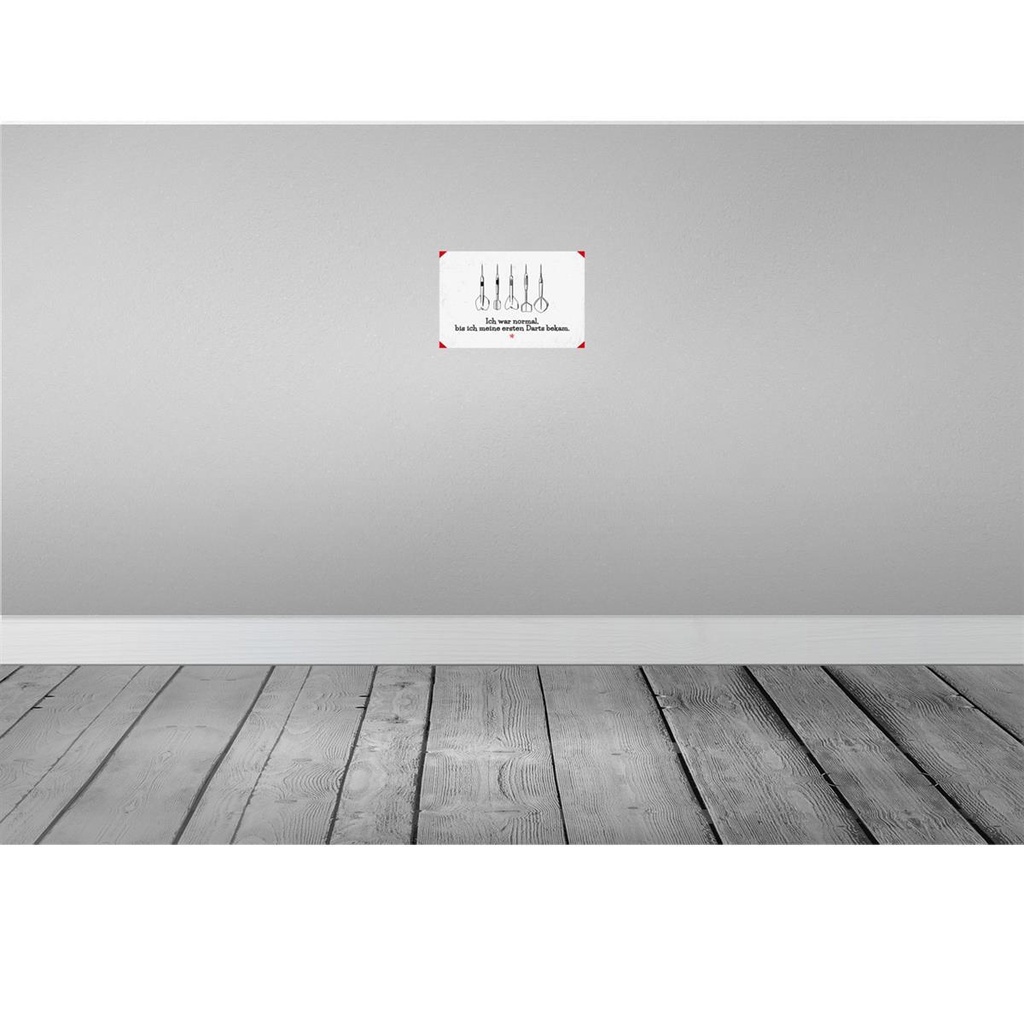 [LA-132511] Blechschild 20x30 cm Dart Ich war normal bis Darts Spruch Zitat Bild 2