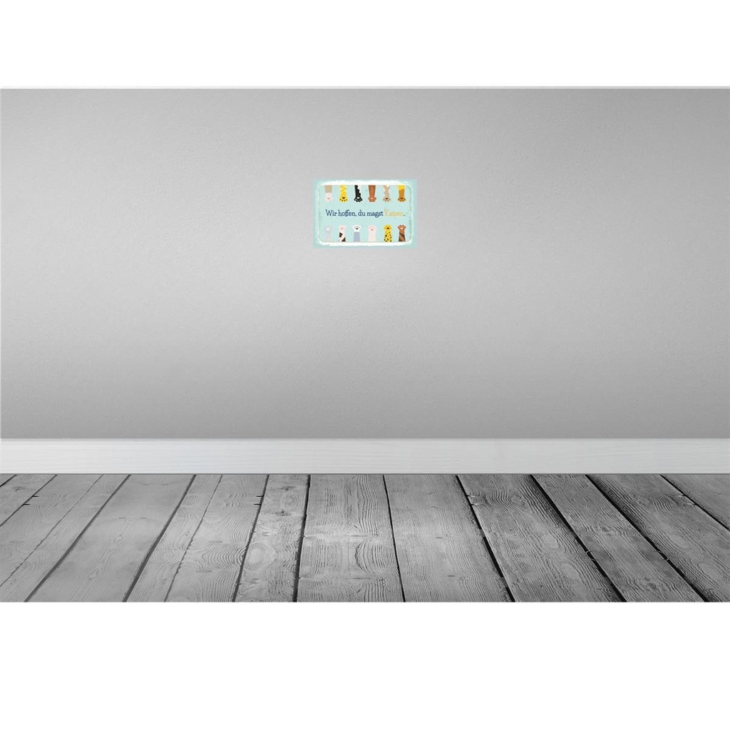 [LA-132517] Blechschild 20x30 cm Katze wir hoffen du magst Katzen Bild 2
