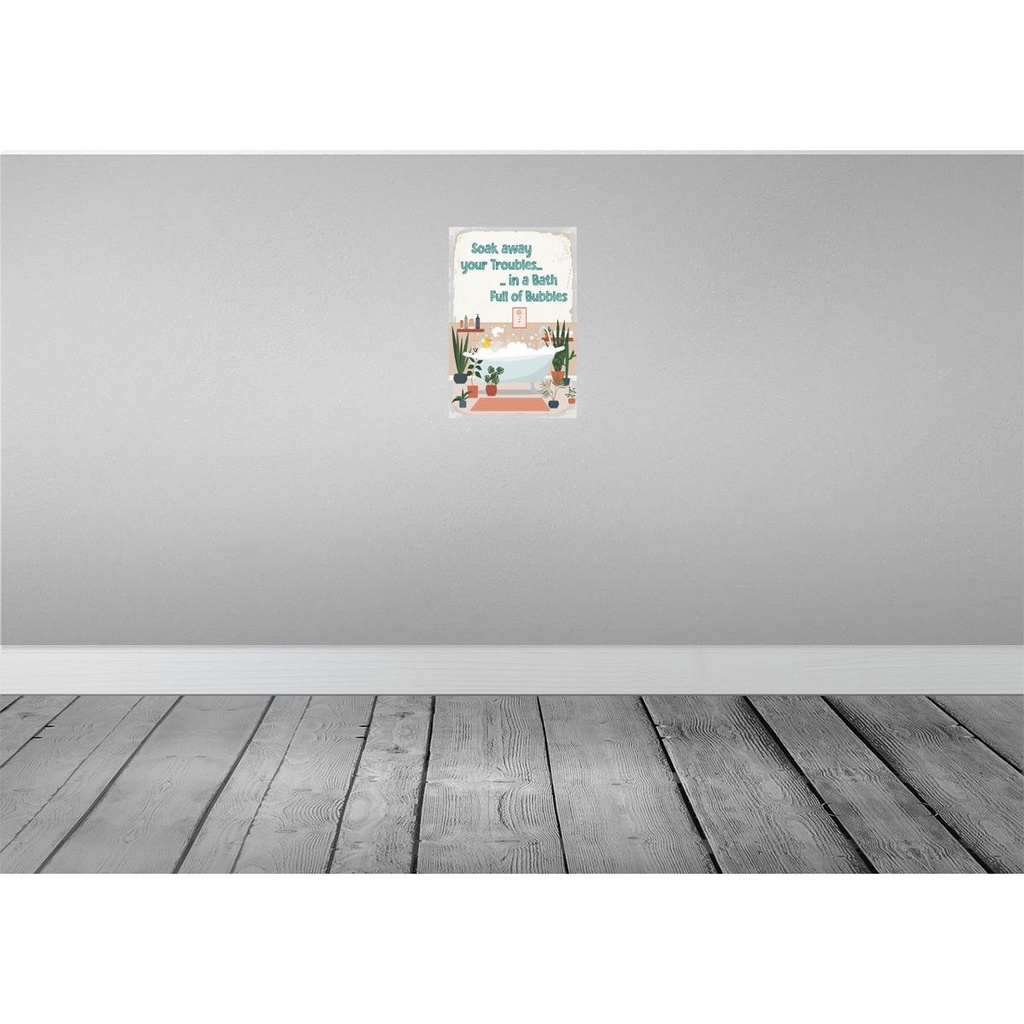 [LA-132529-H] Holzschild 30x20 cm Bad Soak away your Troubles Bath Bild 2