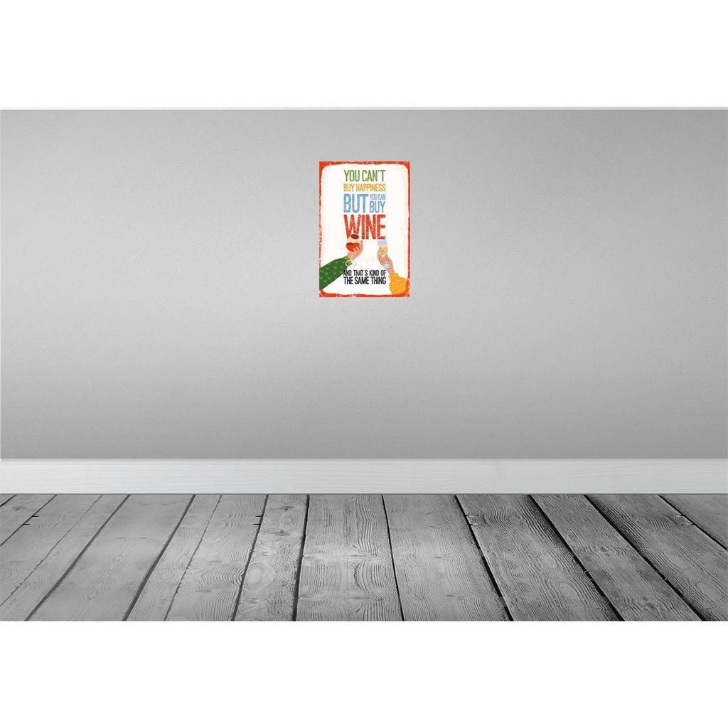 [LA-132532] Blechschild 30x20 cm Wein Can´t buy happines but Wine Bild 2