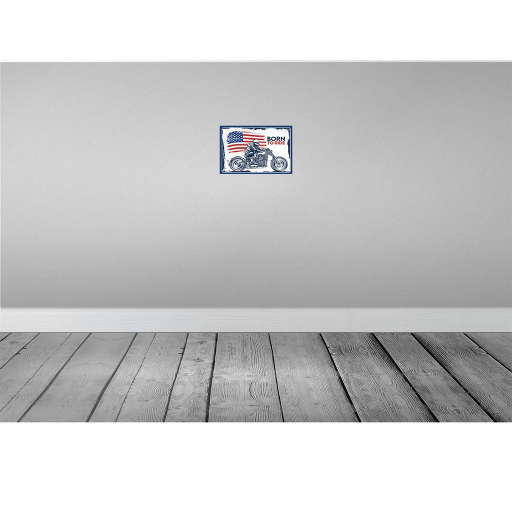 [LA-132539-H] Holzschild 20x30 cm Biker Born to Ride USA Motorcycle Bild 2