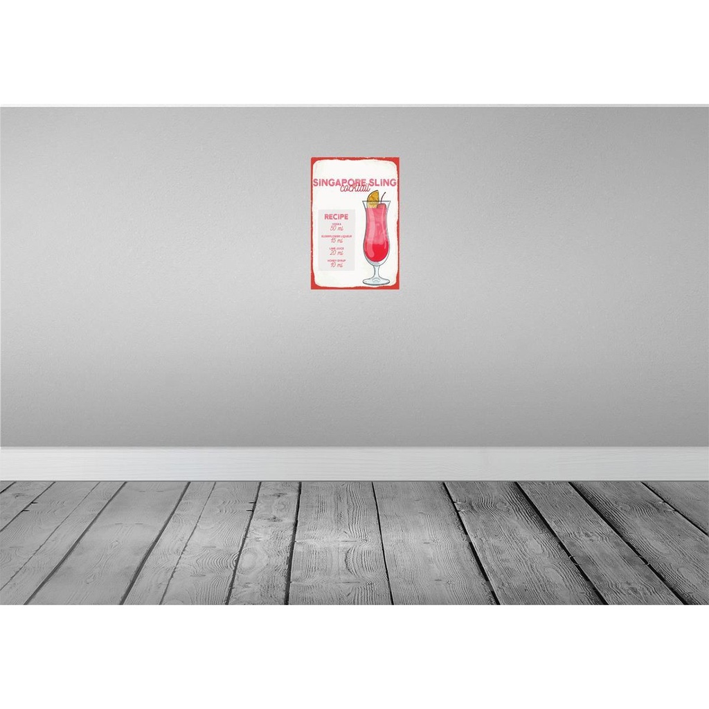 [LA-132610] Blechschild 30x20 cm Singapore Sling Cocktail Recipe Bild 2