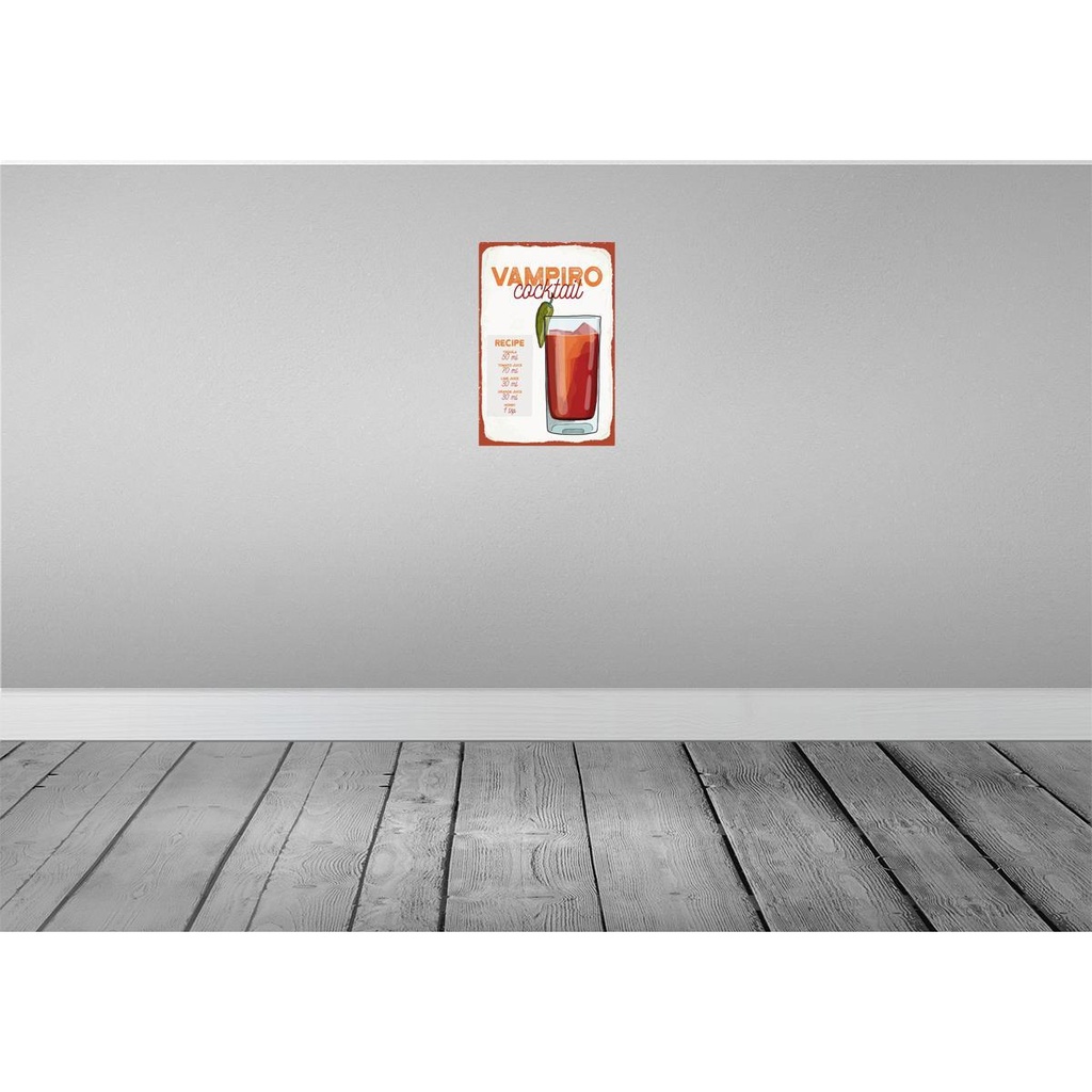 [LA-132614-H] Holzschild 30x20 cm Vampiro Cocktail Recipe Tequila Bild 2