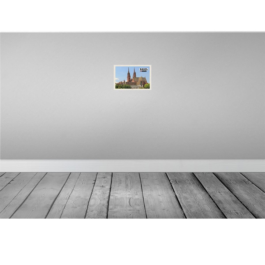 [LA-132698] Blechschild 20x30 cm Basel Schweiz Münster Kirche Bildmotiv Reisemotiv Abenteuer Reisen Urlaub Bild 2