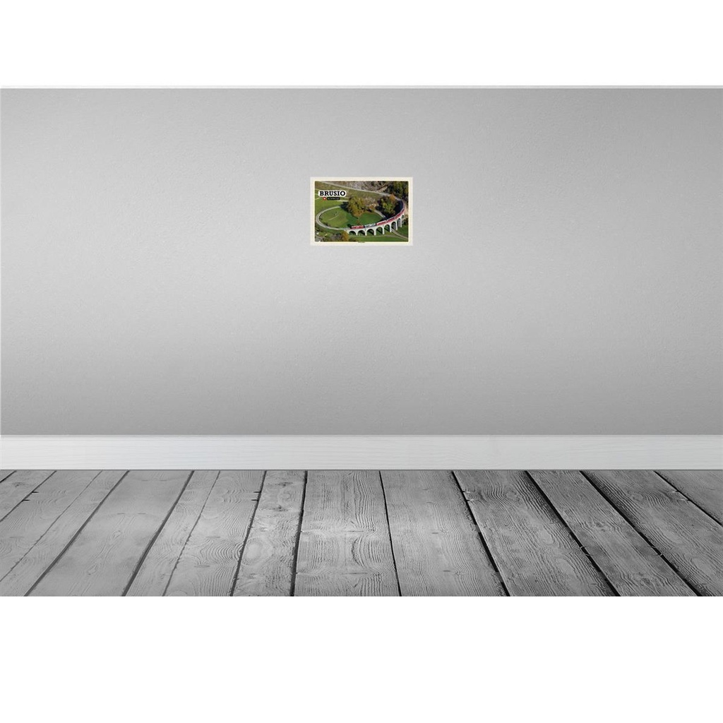 [LA-132705-H] Holzschild 20x30 cm Brusio Schweiz Kreisviadukt Zug Bildmotiv Reisemotiv Abenteuer Reisen Bild 2