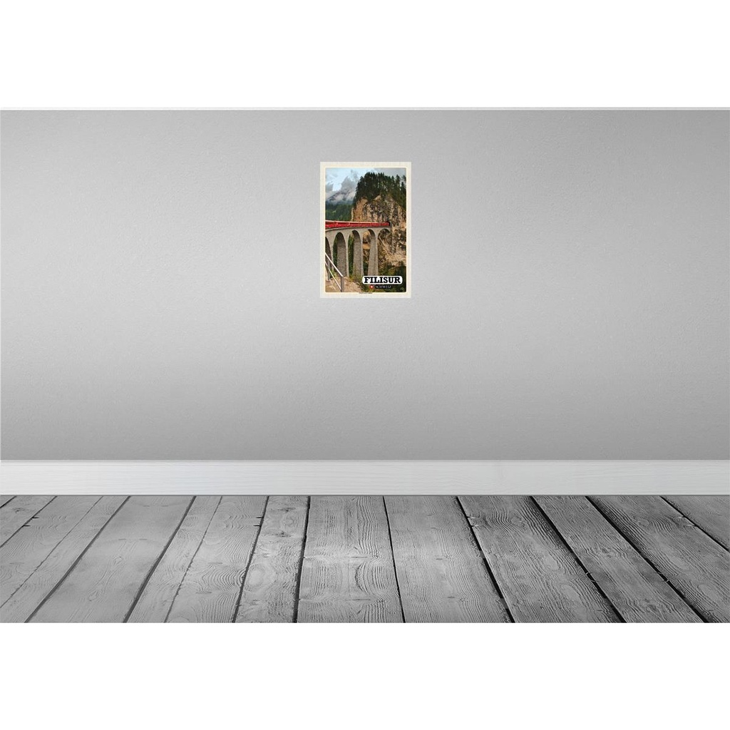 [LA-132706-H] Holzschild 30x20 cm Filisur Schweiz Landwasserviadukt Bildmotiv Reisemotiv Abenteuer Reisen Bild 2