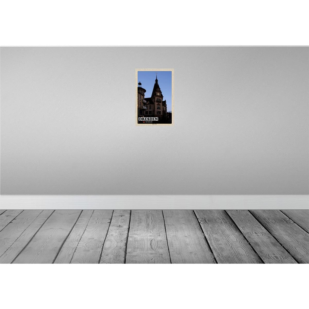 [LA-132816-H] Holzschild 30x20 cm Dresden Deutschland Rathaus Plauen Bildmotiv Reisemotiv Abenteuer Reisen Bild 2
