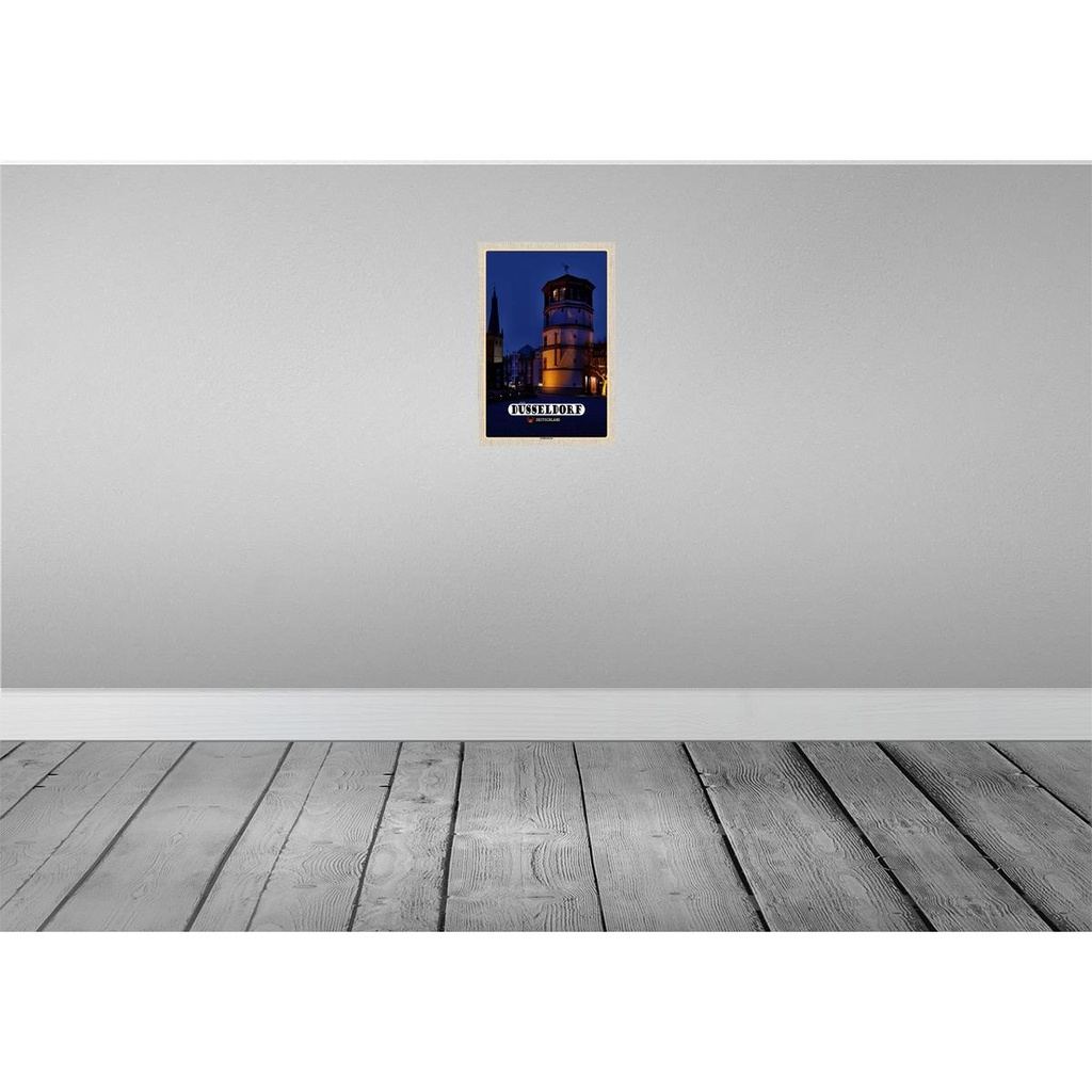 [LA-132840-H] Holzschild 30x20 cm Düsseldorf Schlossturm Baukunst Bildmotiv Reisemotiv Abenteuer Reisen Bild 2