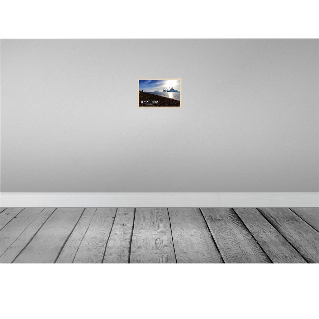 [LA-132872-H] Holzschild 20x30 cm Hambrg Elbstrand Hafen Fluss Bildmotiv Reisemotiv Abenteuer Reisen Bild 2