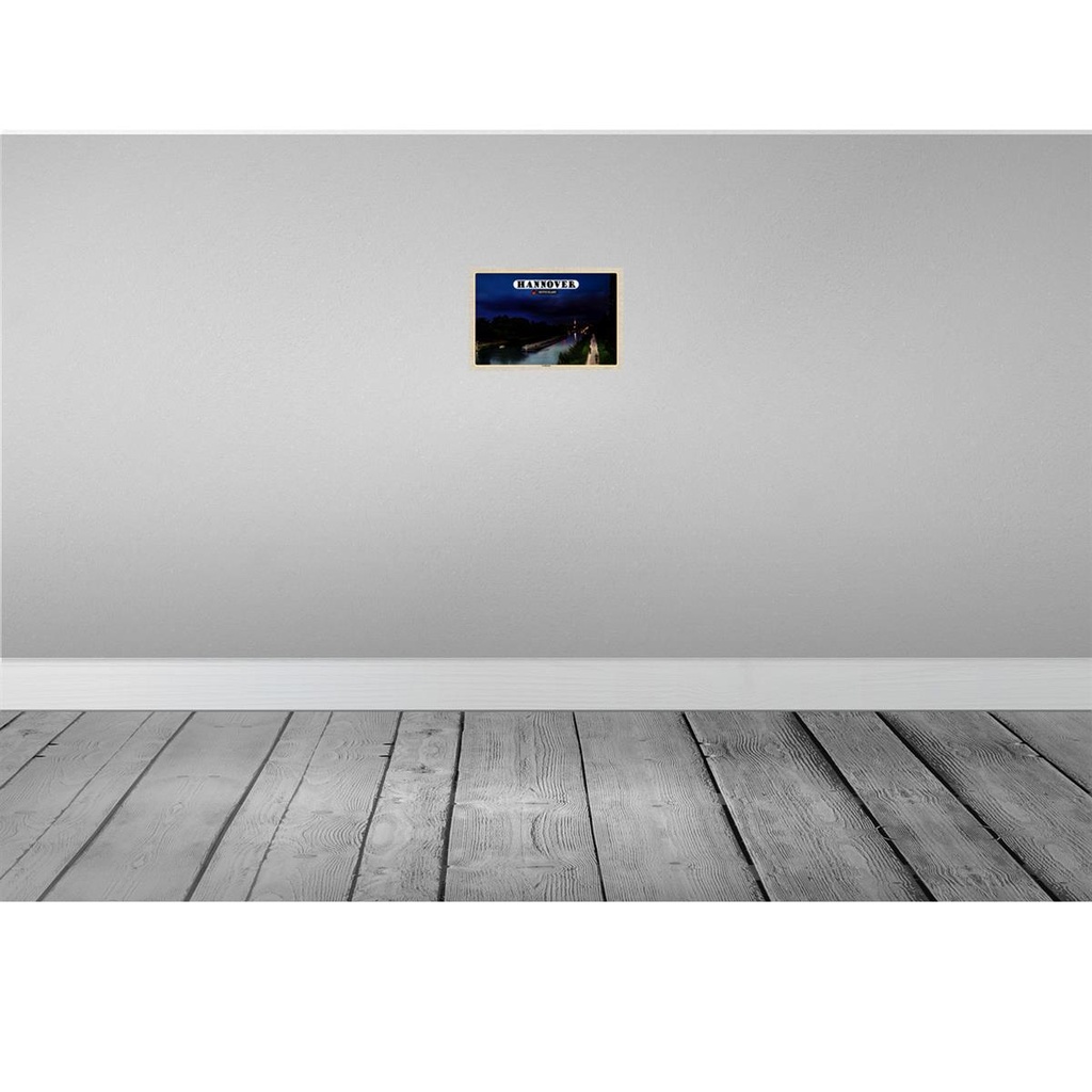 [LA-132894-H] Holzschild 20x30 cm Hannover Landkanal Boote Nacht Bildmotiv Reisemotiv Abenteuer Reisen Bild 2