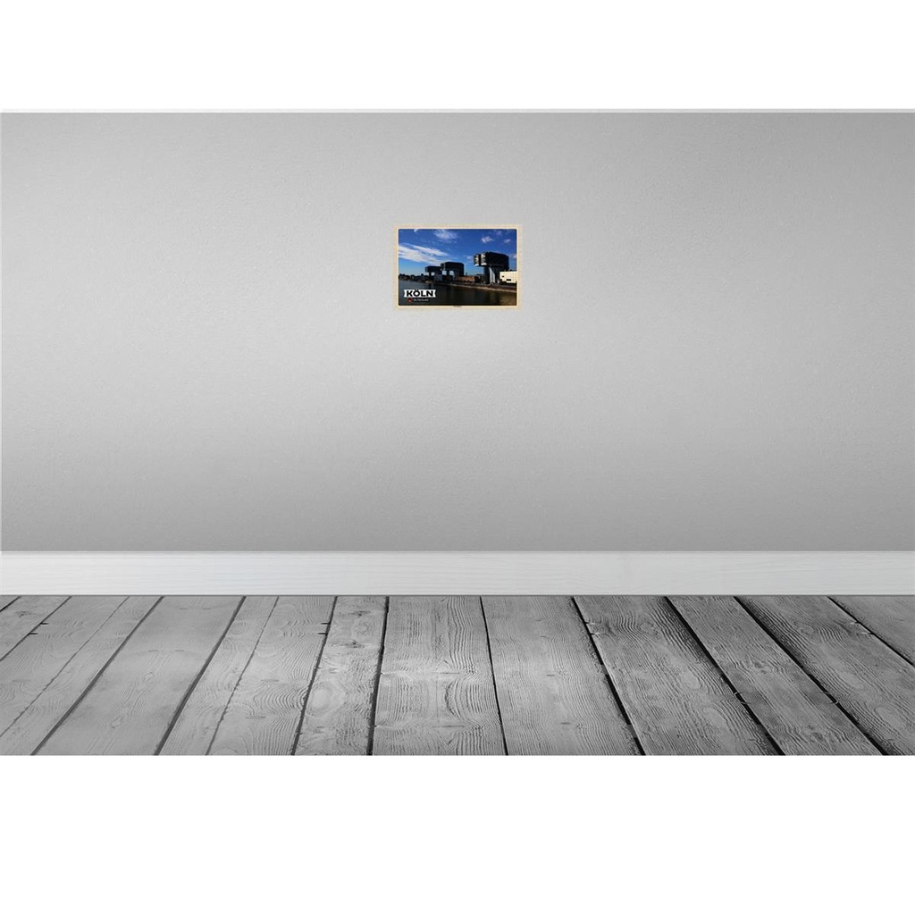 [LA-132913-H] Holzschild 20x30 cm Köln Kranhäuser Rhein Fluss Bildmotiv Reisemotiv Abenteuer Reisen Bild 2