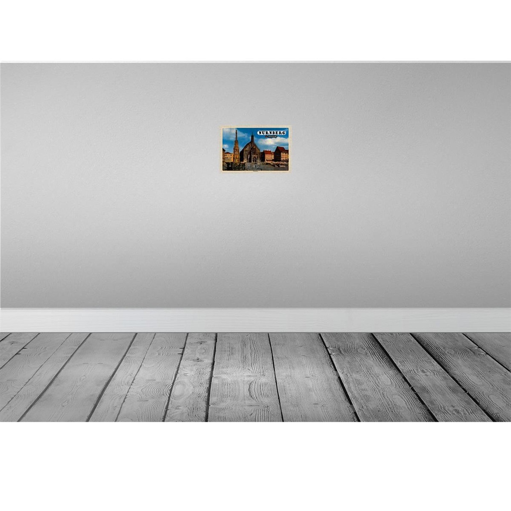 [LA-132959-H] Holzschild 20x30 cm Nünberg Hauptmarkt Gemälde Bildmotiv Reisemotiv Abenteuer Reisen Bild 2