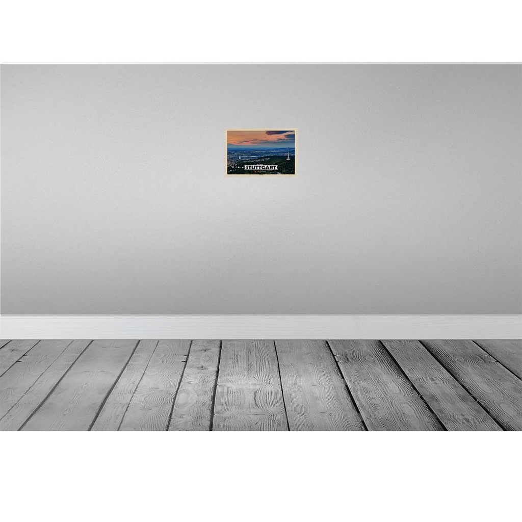 [LA-132971-H] Holzschild 20x30 cm Stuttgart Blick auf Degerloch Bildmotiv Reisemotiv Abenteuer Reisen Bild 2