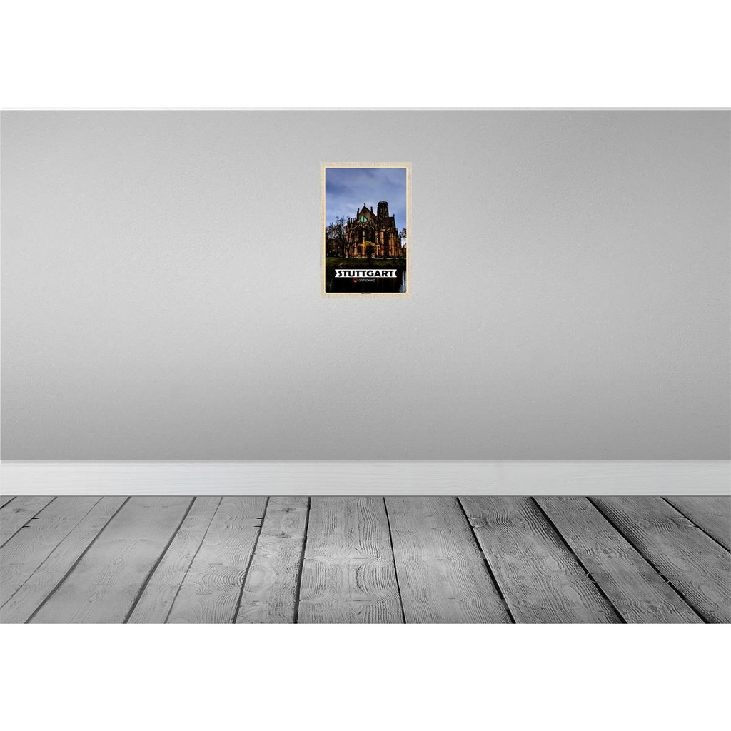 [LA-132975-H] Holzschild 30x20 cm Stuttgart Johanneskirche Bildmotiv Reisemotiv Abenteuer Reisen Bild 2