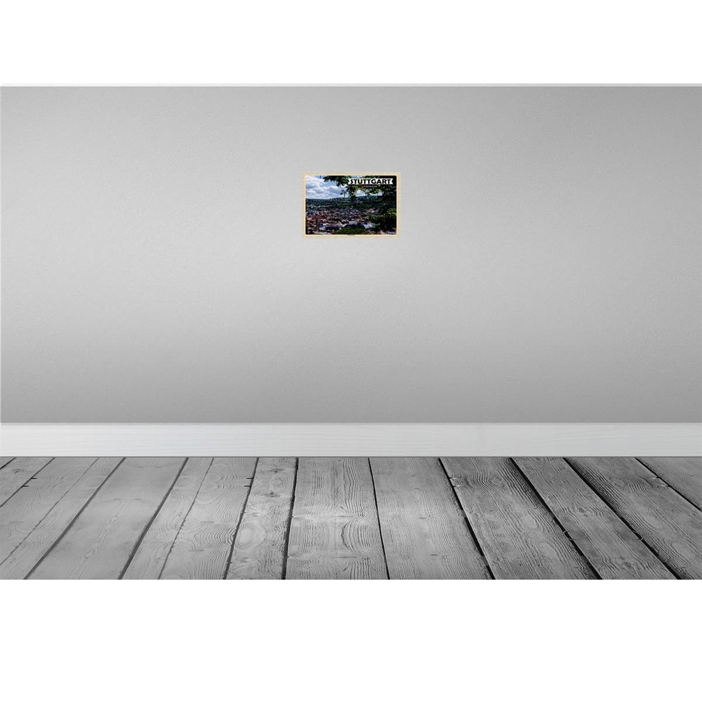 [LA-132987-H] Holzschild 20x30 cm Blick auf Stadt Stuttgart West Bildmotiv Reisemotiv Abenteuer Reisen Bild 2