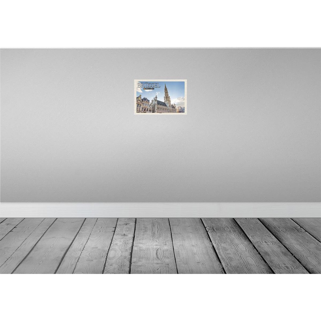 [LA-135110] Blechschild 20x30 cm Brüssel Belgien Rathaus Wolken Bildmotiv Reisemotiv Abenteuer Reisen Urlaub Bild 2
