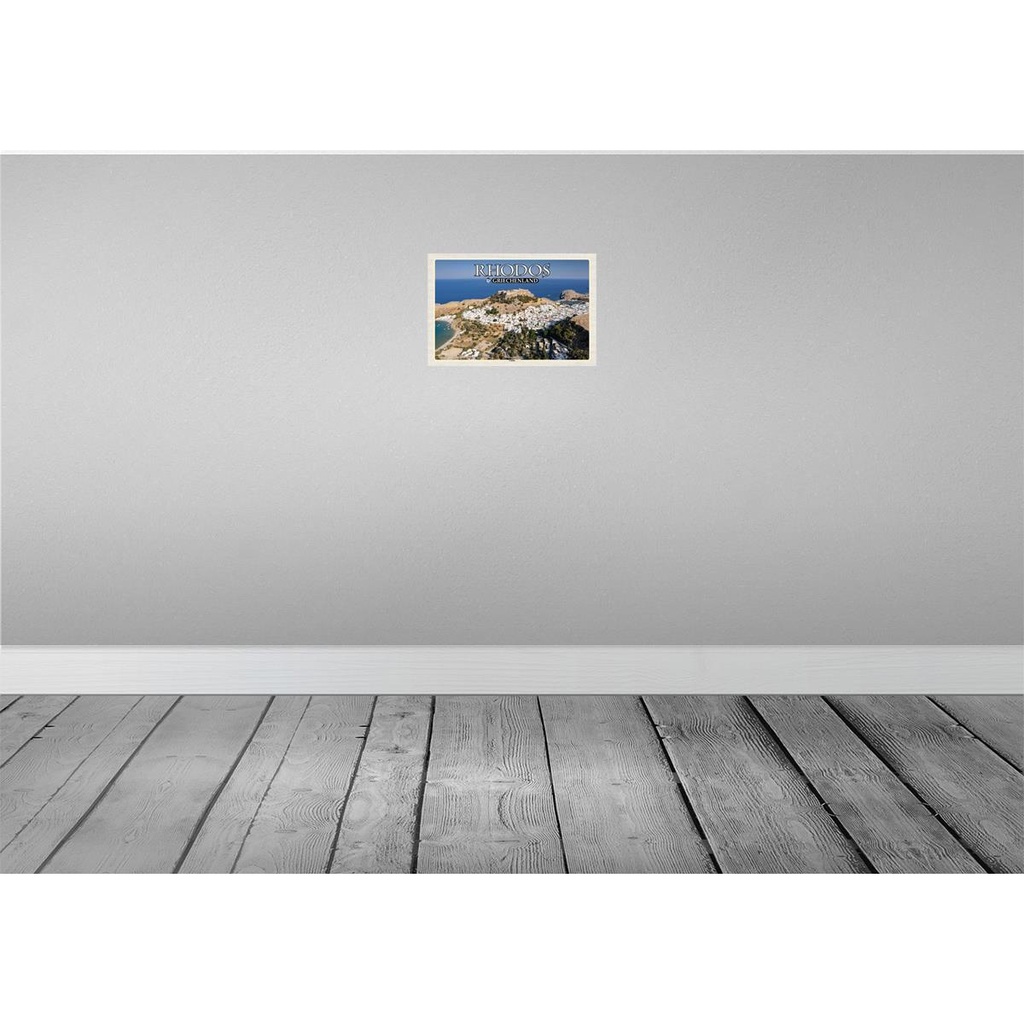 [LA-135233] Blechschild 20x30 cm Rhodos Griechenland Lindos Stadt Meer Bildmotiv Reisemotiv Abenteuer Reisen Urlaub Bild 2