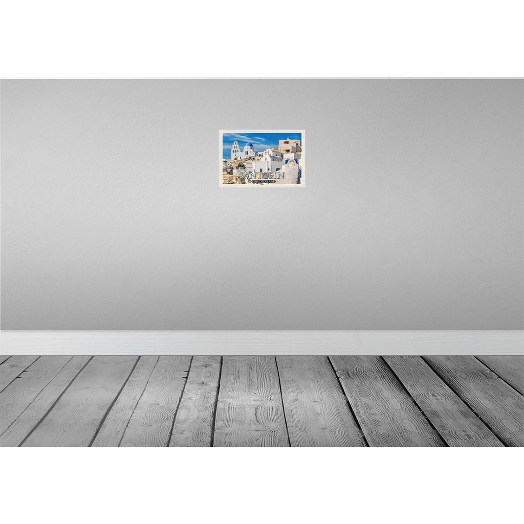 [LA-135259] Blechschild 20x30 cm Santorin Griechenland Pyrgos Dorf Bildmotiv Reisemotiv Abenteuer Reisen Urlaub Bild 2