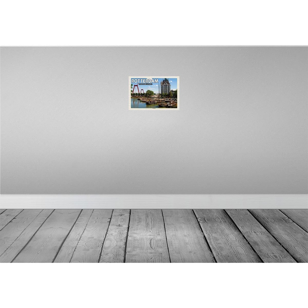 [LA-135298-H] Holzschild 20x30 cm Rotterdam Niederlande Alter Hafen Boote Bildmotiv Reisemotiv Europa Bild 2