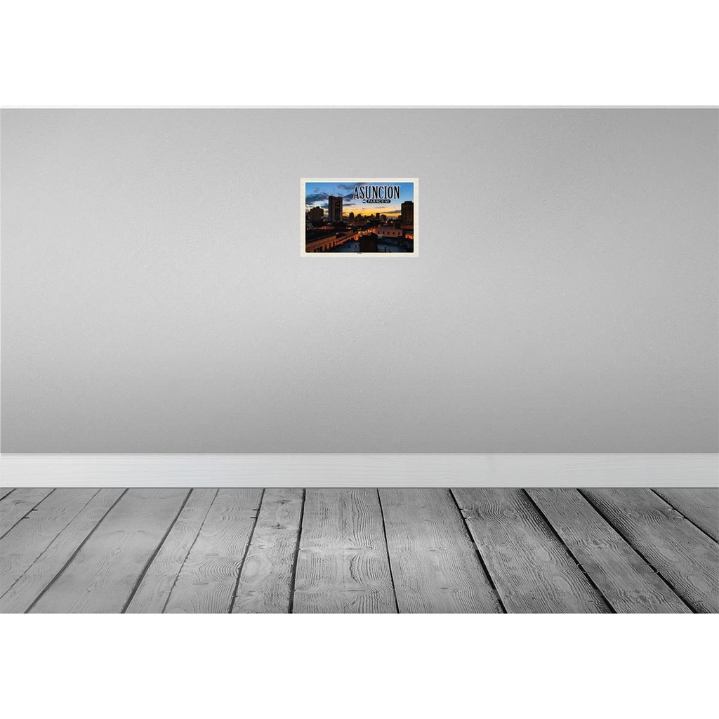 [LA-135317-H] Holzschild 20x30 cm Asuncion Paraguay Skyline Sonnenuntergang Bildmotiv Reisemotiv Abenteuer Reisen Bild 2