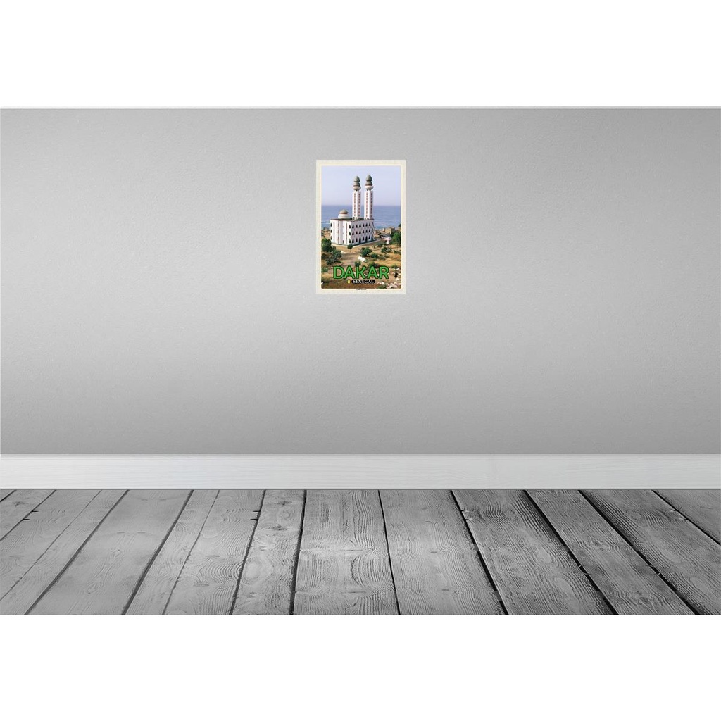 [LA-135320-H] Holzschild 30x20 cm Dakar Senegal Große Moschee Bildmotiv Reisemotiv Straße Stadt Bild 2