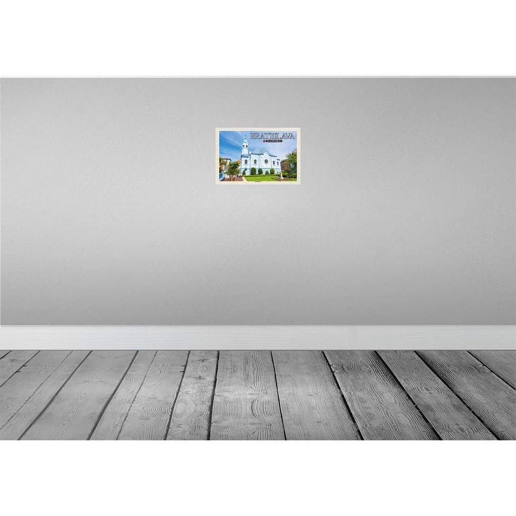 [LA-135324-H] Holzschild 20x30 cm Bratislava Slowakei Blaue Kirche Bildmotiv Reisemotiv Europa Bild 2