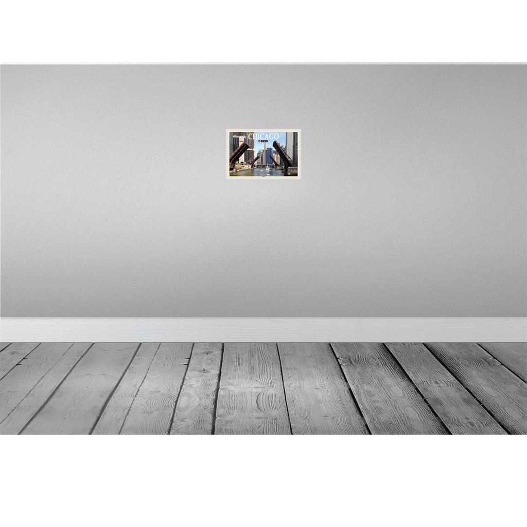 [LA-135451-H] Holzschild 20x30 cm Chicago USA Bridges Brücken Fluss Bildmotiv Reisemotiv Amerika Bild 2