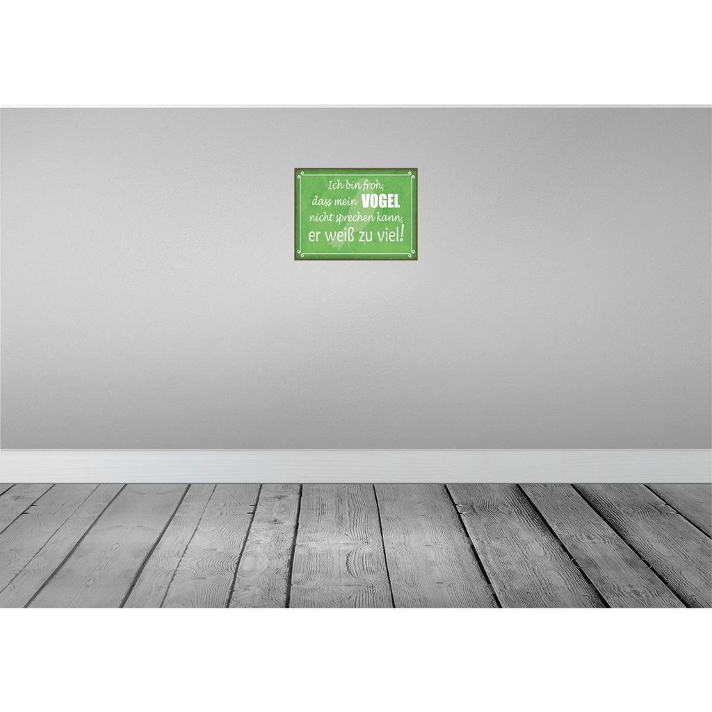 [LA-136077-H] Holzschild 30x40 cm froh mein Vogel nicht sprechen Dekoration Bild 2