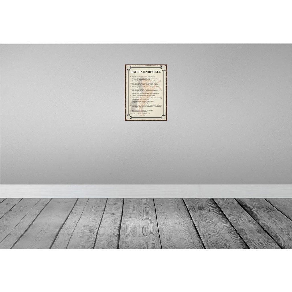 [LA-136090] Blechschild 40x30 cm Reitbahnregeln wer Reithalle Dekoration Spruch Zitat Bild 2